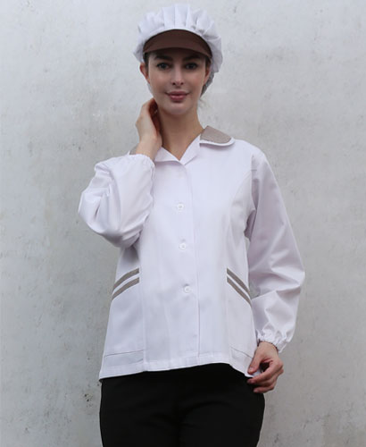 HA-48 긴팔 커피 체크카라 위생복