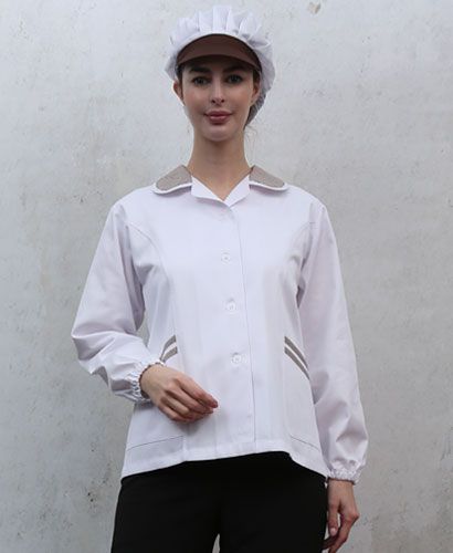 HA-48 긴팔 커피 체크카라 위생복