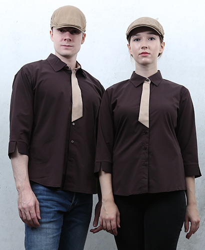 Y-713  NEW 커피 베이지넥타이포인트ㅡㅡ 칠부(남여공용사이즈)