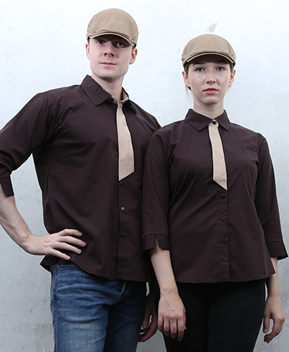 Y-713  NEW 커피 베이지넥타이포인트ㅡㅡ 칠부(남여공용사이즈)