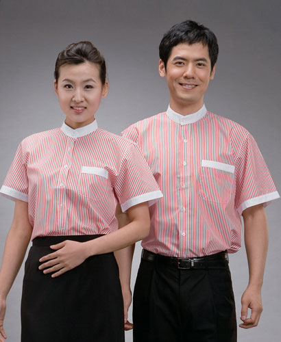 Y-80 반팔 적줄지 백색차이나카라