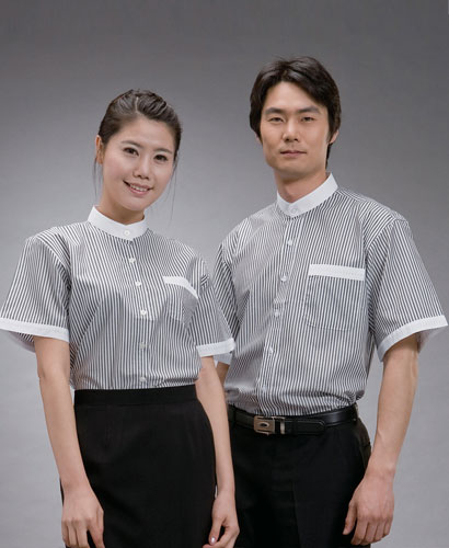 Y-84 반팔 검정줄지 백색차이나카라