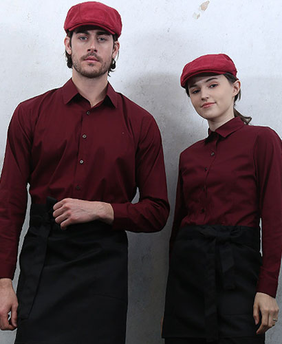 Y-909 긴팔 와인 카페셔츠