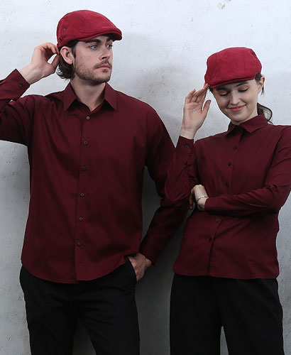 Y-909 긴팔 와인 카페셔츠