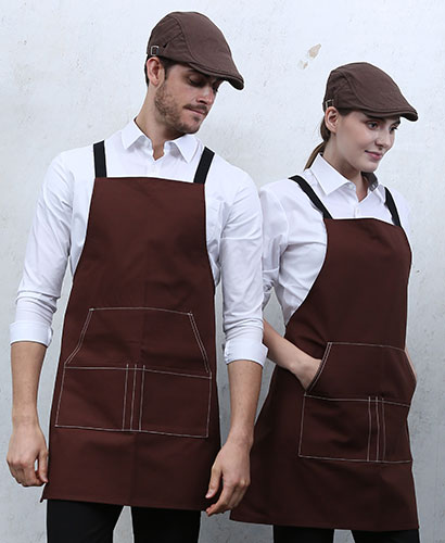 AP-5234  브라운 배색끈 캔버스 앞치마
