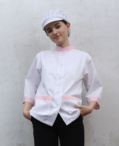 HA-644  20수 칠부 분홍 차이나 카라 위생복