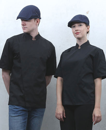 KO-89 검정 반팔 히든스냅 조리복 ㅡㅡ  (겨드랑이/등판 쿨메시)